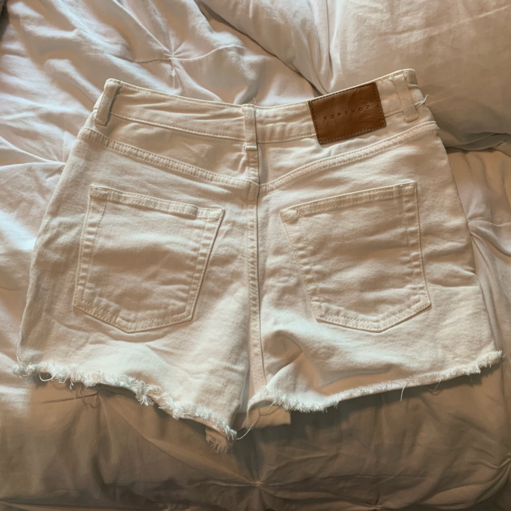 White high waisted denim shorts